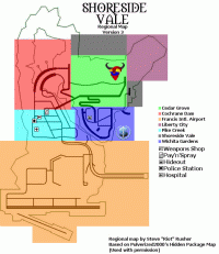 Карта оружия, Pay'n'Spray и регионов GTA 3 на острове Shoreside Vale