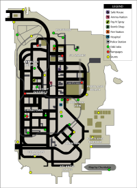 Карта сумасшедших прыжков (stunt jumps) и безумий (rampages) в GTA Liberty City Stories на острове Portland