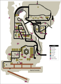 Карта скрытых (спрятанных) пакетов (hidden packages) в GTA Liberty City Stories на острове Shoreside Vale