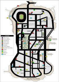 Карта здоровья, брони, оружия, полицейских значков в GTA Liberty City Stories на острове Staunton Island