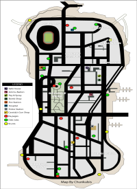 Карта сумасшедших прыжков (stunt jumps) и безумий (rampages) в GTA Liberty City Stories на острове Staunton Island