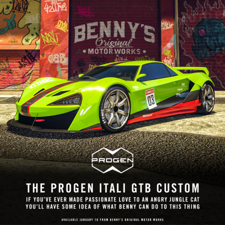 В GTA Online доступен заказной автомобиль Progen Itali GTB