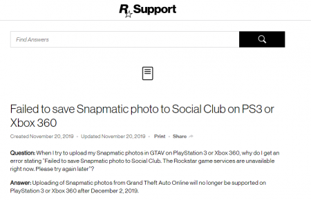 В GTA V на PS3 и Xbox 360 отключают функцию загрузки фото в Social Club