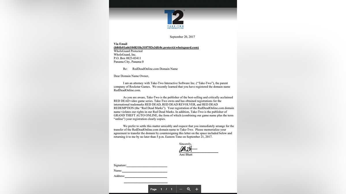 Слух: Take-Two потребовала передать права на домен GTA6.com до 26 октября